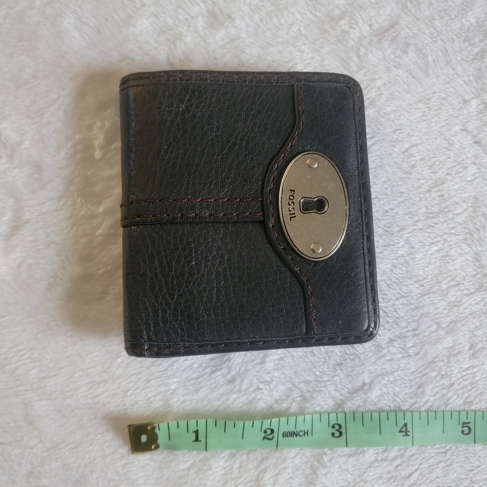 Fossil Small Black Leather Bifold Wallet